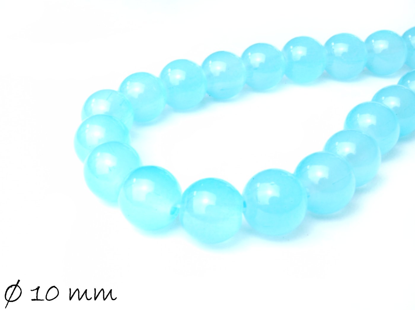 10 Stück Glasperlen,Jade-Imitat, verschiedende Farben, Ø 10 mm