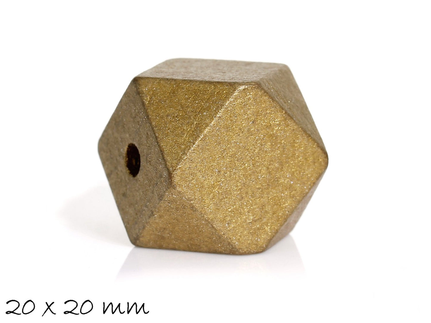 5 Stück gefärbte Holzperlen, Polygon Ø 20 mm, verschiedene Farben