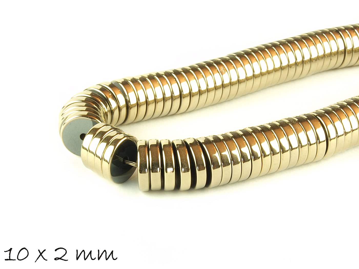 10 Stück Hämatit Perlen, Scheibe, verschiedene Farben, 10 x 2 mm