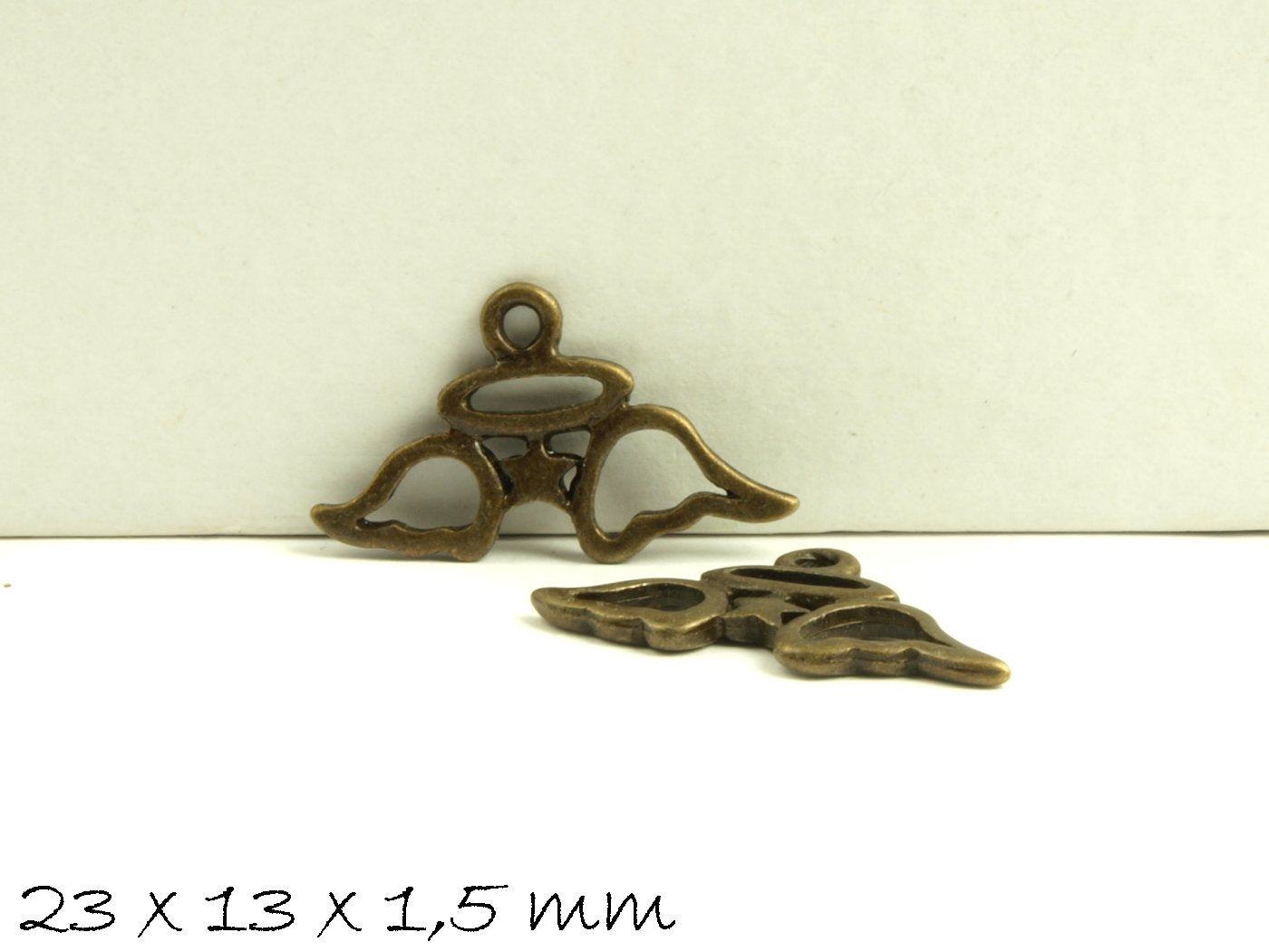 4 Stück Anhänger Flügel Engel bronze vintage