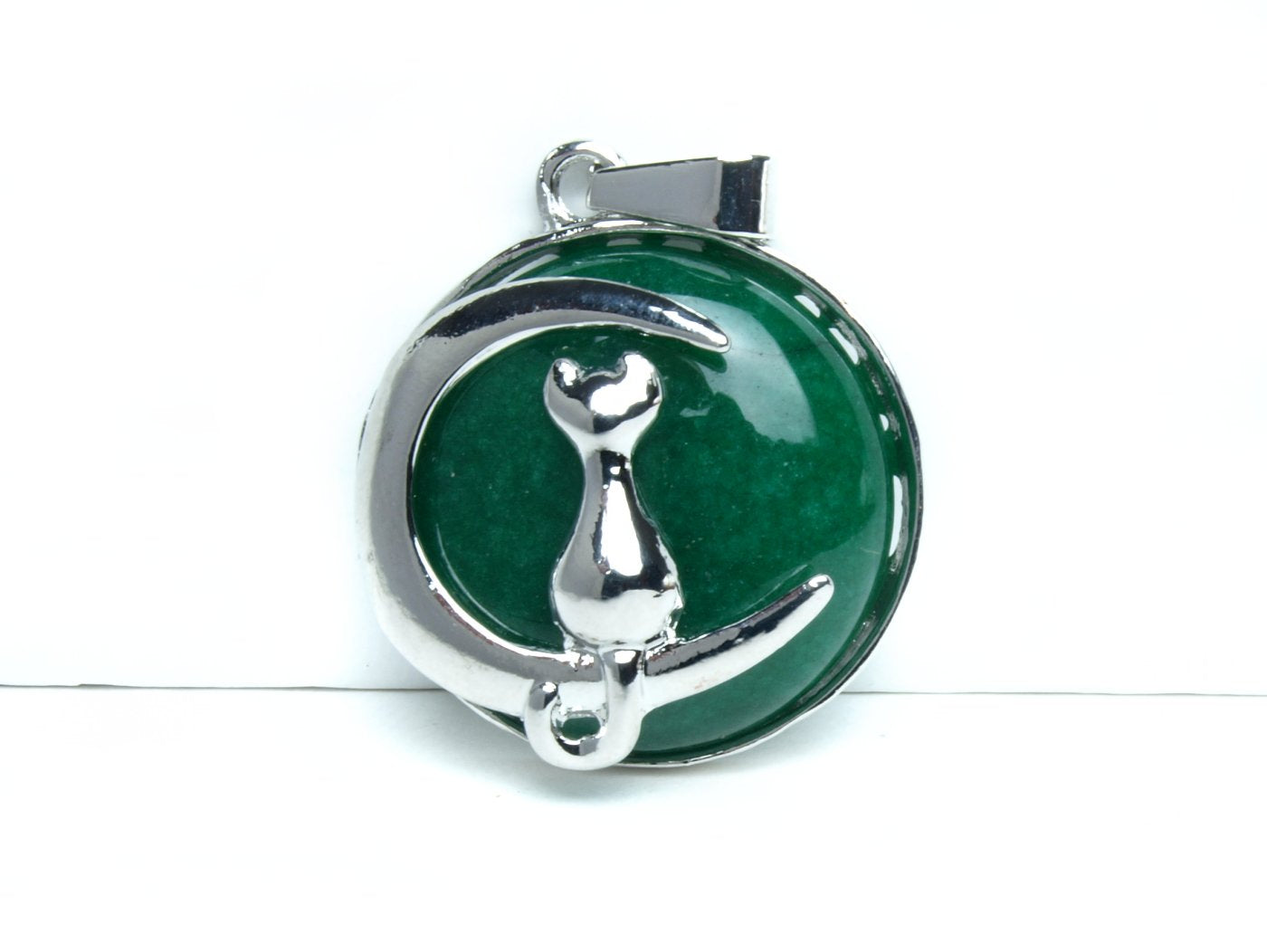 1 Anhänger Edelstein, Katze in Mondsichel, Ø 26 mm, verschiedene Sorten 1