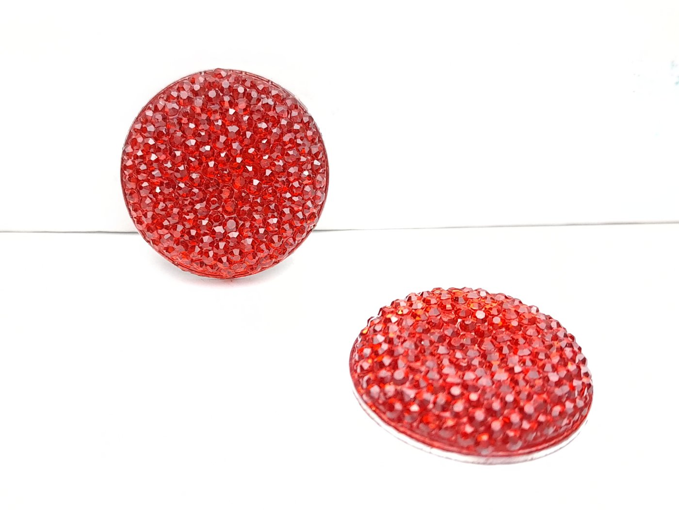 2 Stück Resin Cabochons, rund, Strass-Imitat 25 mm, verschiedene Farben