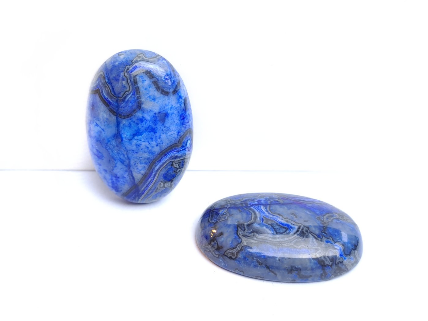 1 Stück Edelstein Cabochon, Ripple-Jasper, 30 x 20 mm, verschiedene Farben