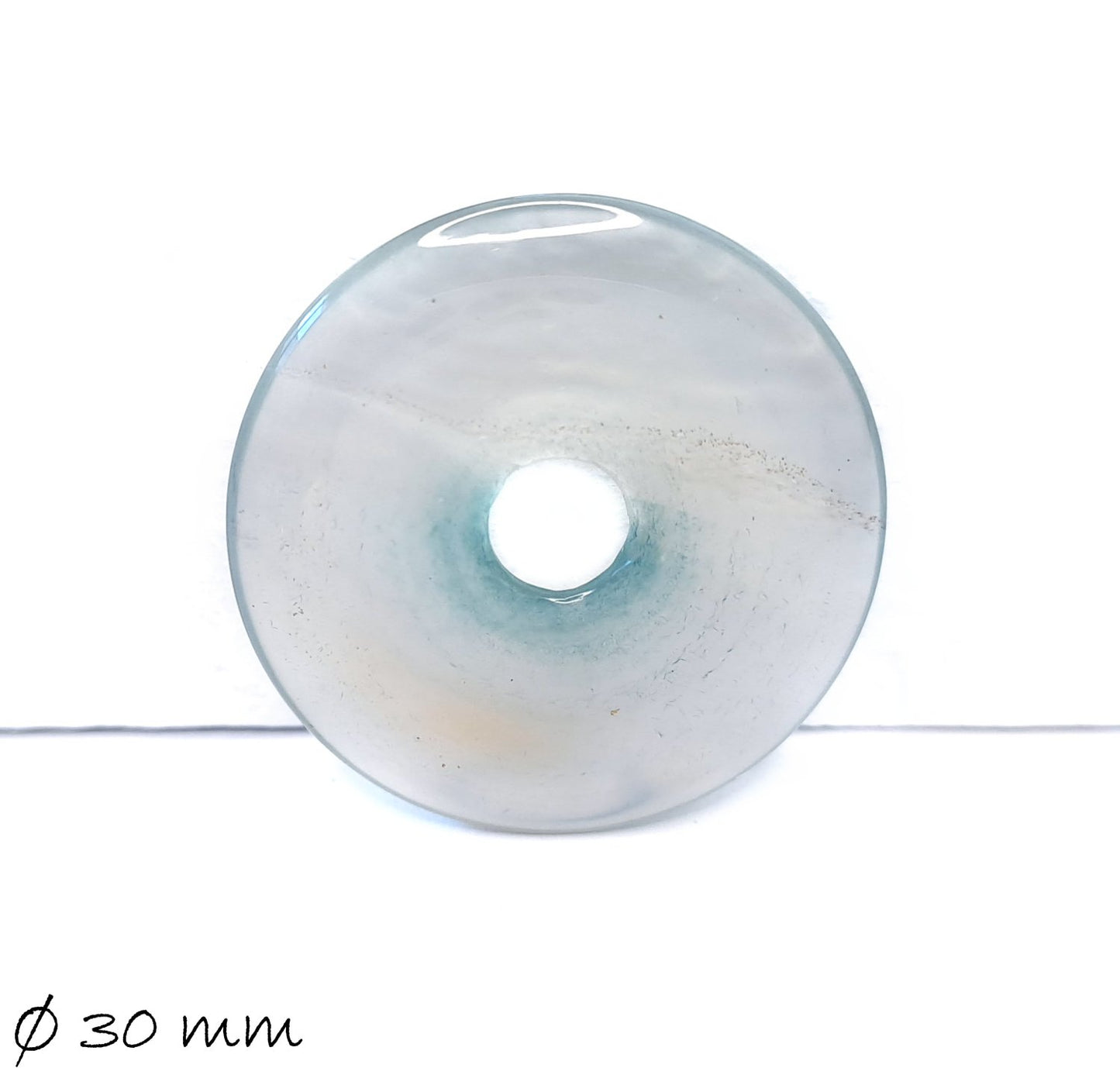 1 Stück Edelstein Donut Anhänger, Achat Ø 30 mm, grau-transparent