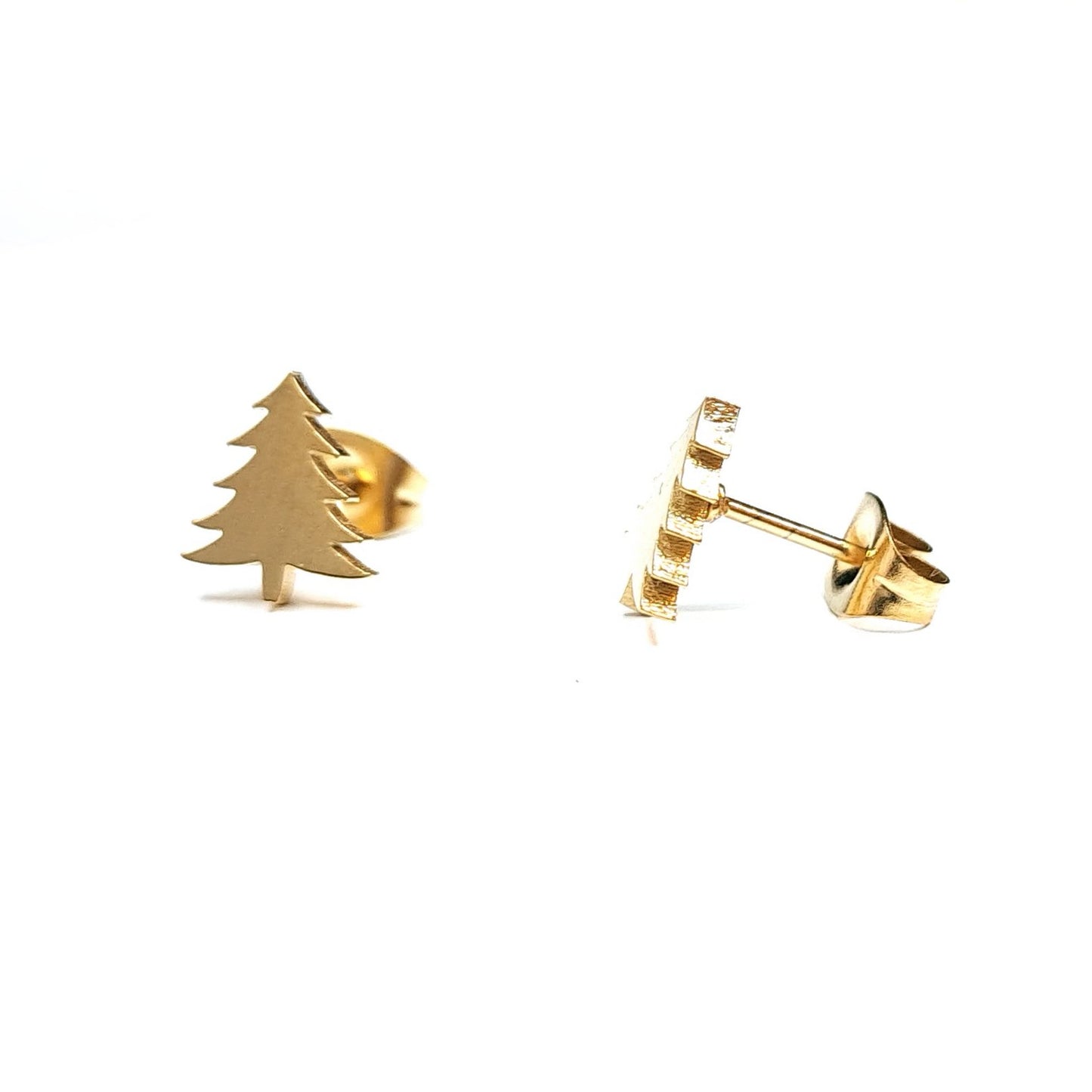 Edelstahl Ohrstecker Weihnachtsbaum, Tanne, Weihnachten, Gold, Ohrringe