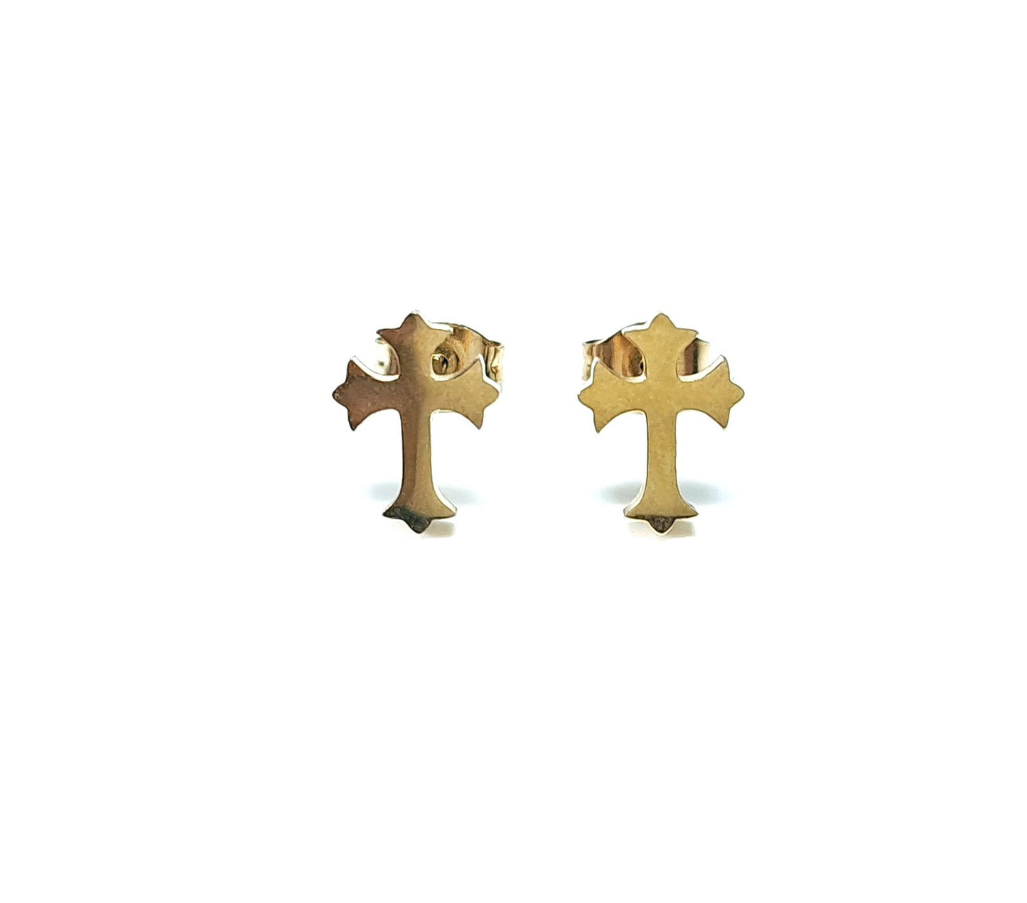 Kreuz Ohrstecker Gold aus Edelstahl – Kleine Motiv Ohrringe Damen & Herren, Filigraner Kreuzschmuck, Geschenk zu Konfirmation & Kommunion (ca. 1,5 x 1 cm)