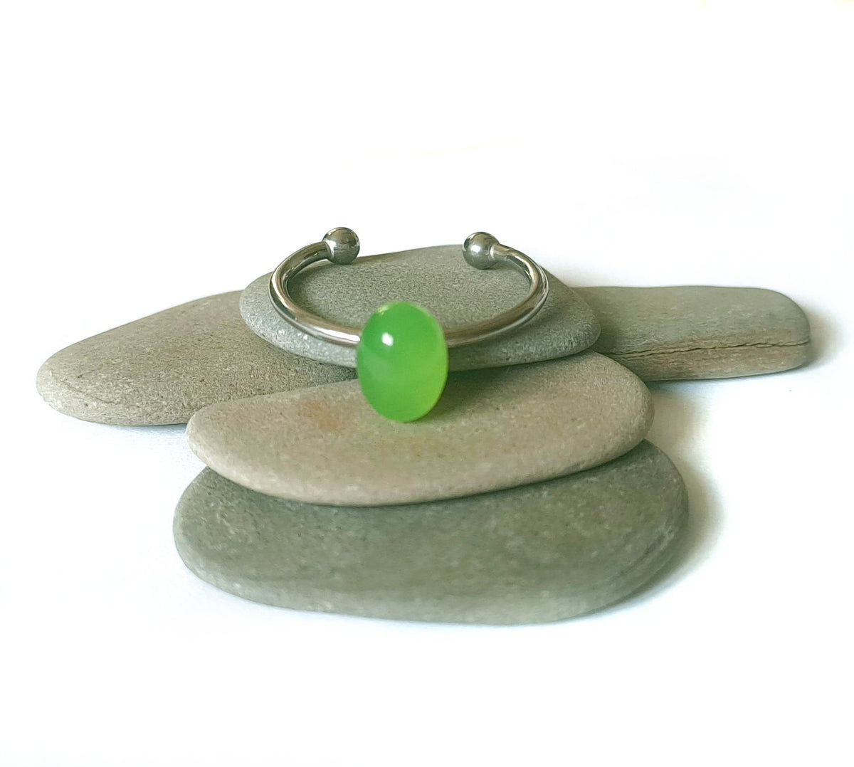 Jade Ring verstellbar aus Edelstahl | Grüne Jade Edelstein