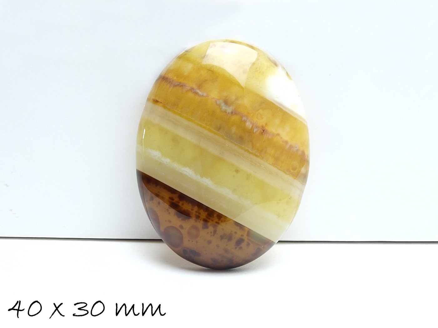 1 Edelstein Cabochon Achat 40 x 30 mm braun-gelb