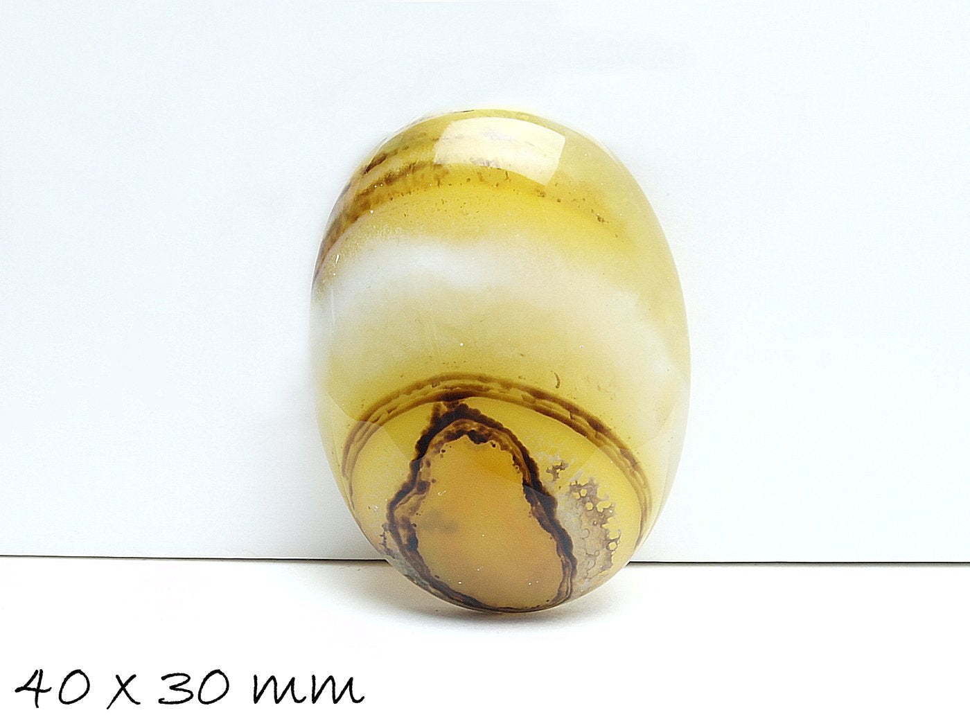 1 Edelstein Cabochon Achat 40 x 30 mm braun-gelb