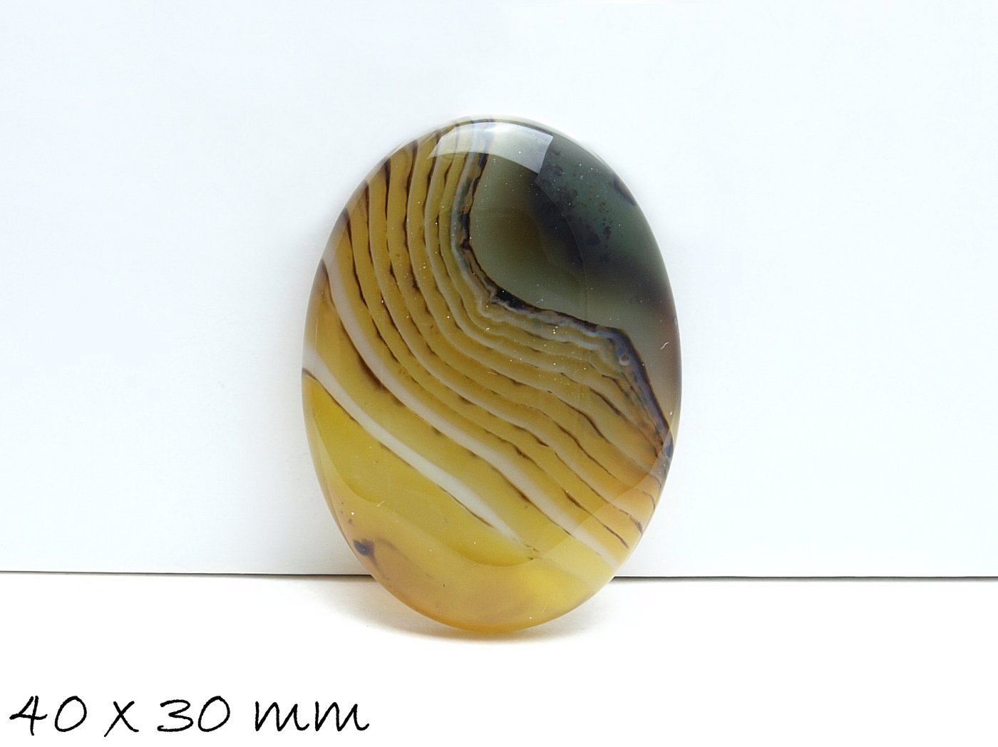 1 Edelstein Cabochon Achat 40 x 30 mm braun-gelb
