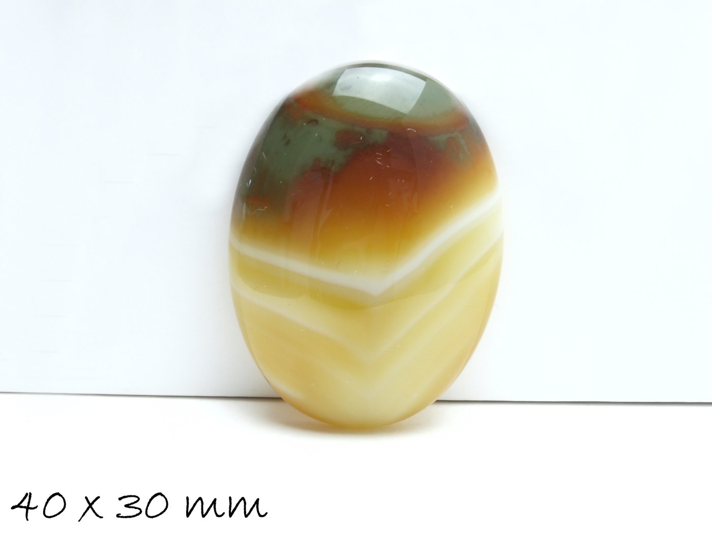 1 Edelstein Cabochon Achat 40 x 30 mm braun-gelb