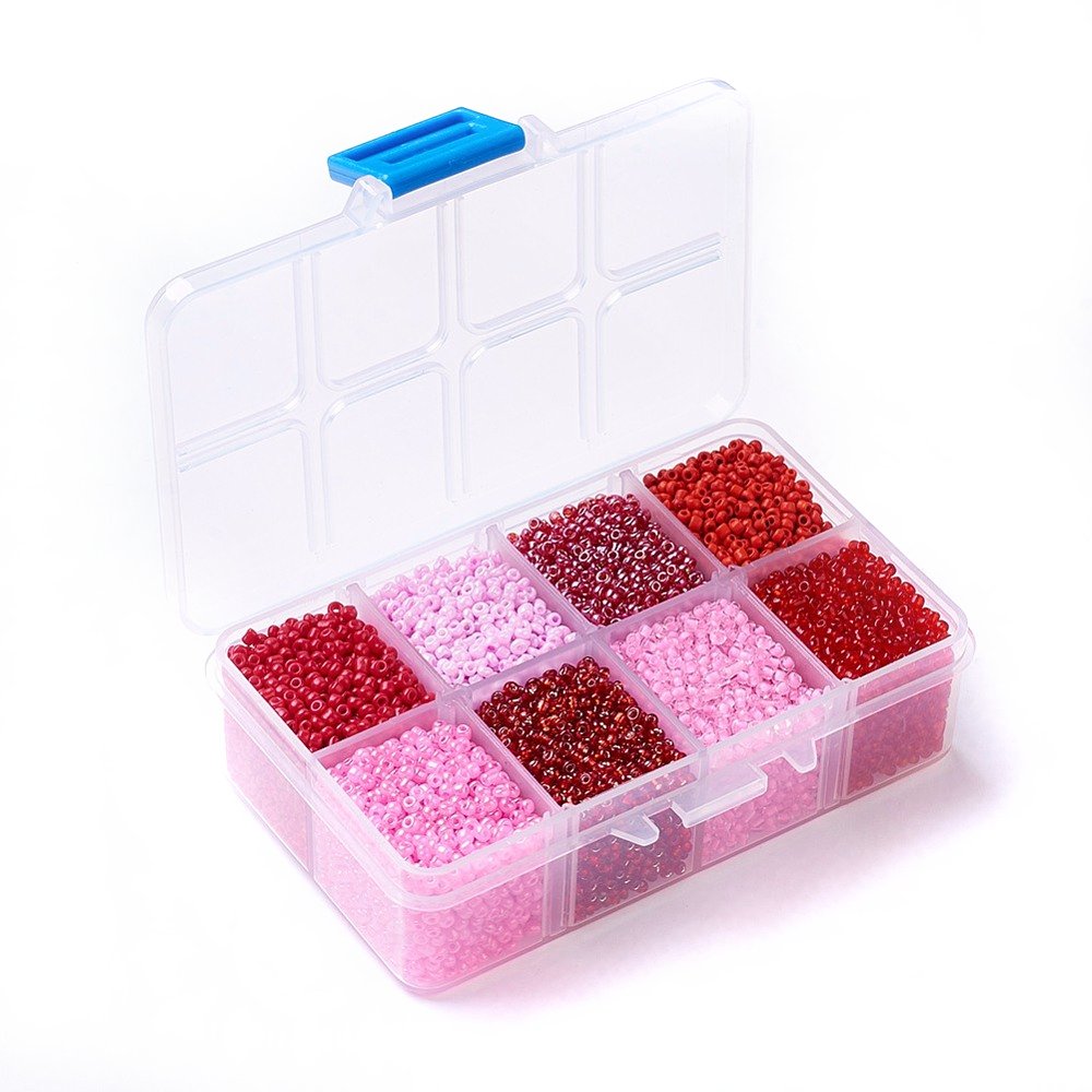 1 Box Rocailles Mix pink rosa, Ø 2 mm