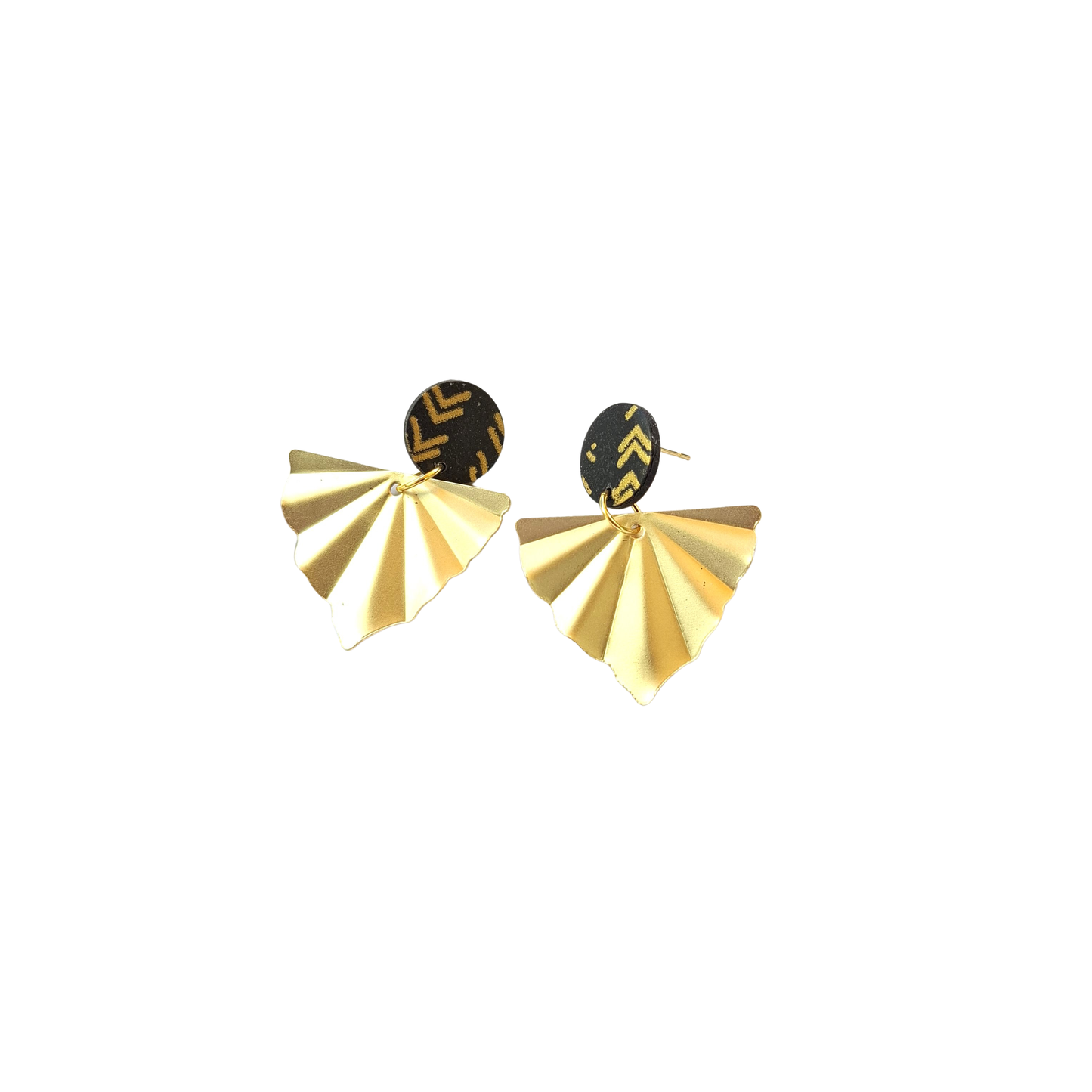Statement Ohrringe Polymer Clay retro Muster schwarz gold