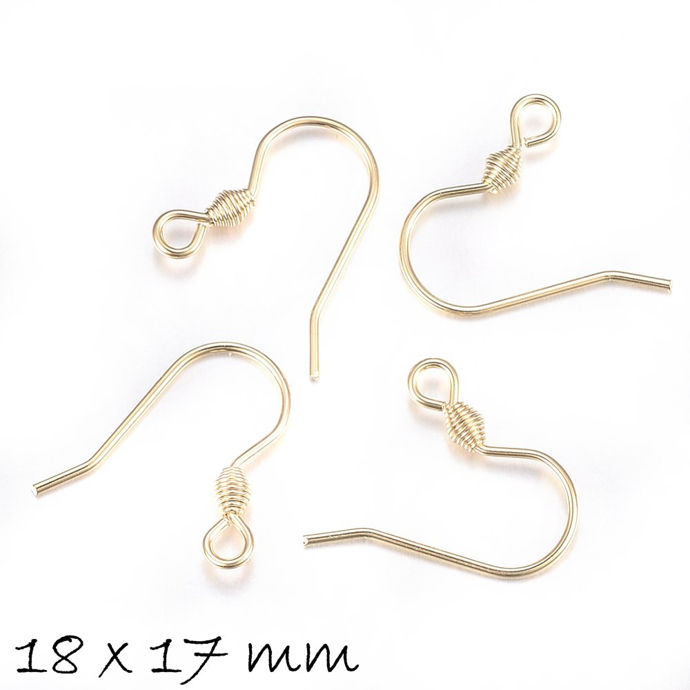 10 Stück Ohrhaken mit Perle (Fischhaken) golden, Edelstahl