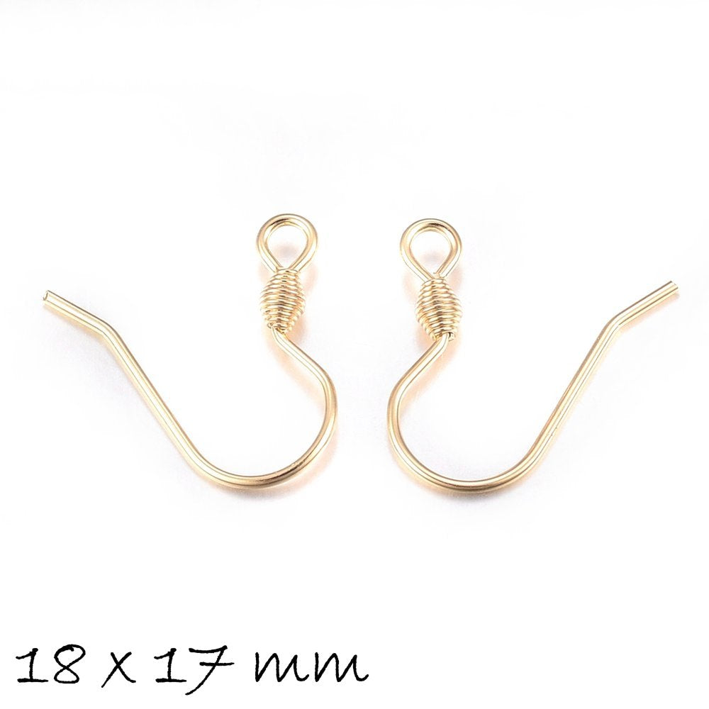 10 Stück Ohrhaken mit Perle (Fischhaken) golden, Edelstahl
