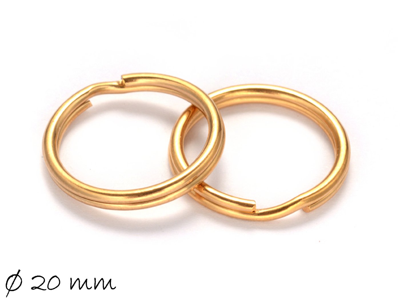 5 Stück Schlüsselband Rohlinge aus Edelstahl in gold Ø 20 mm
