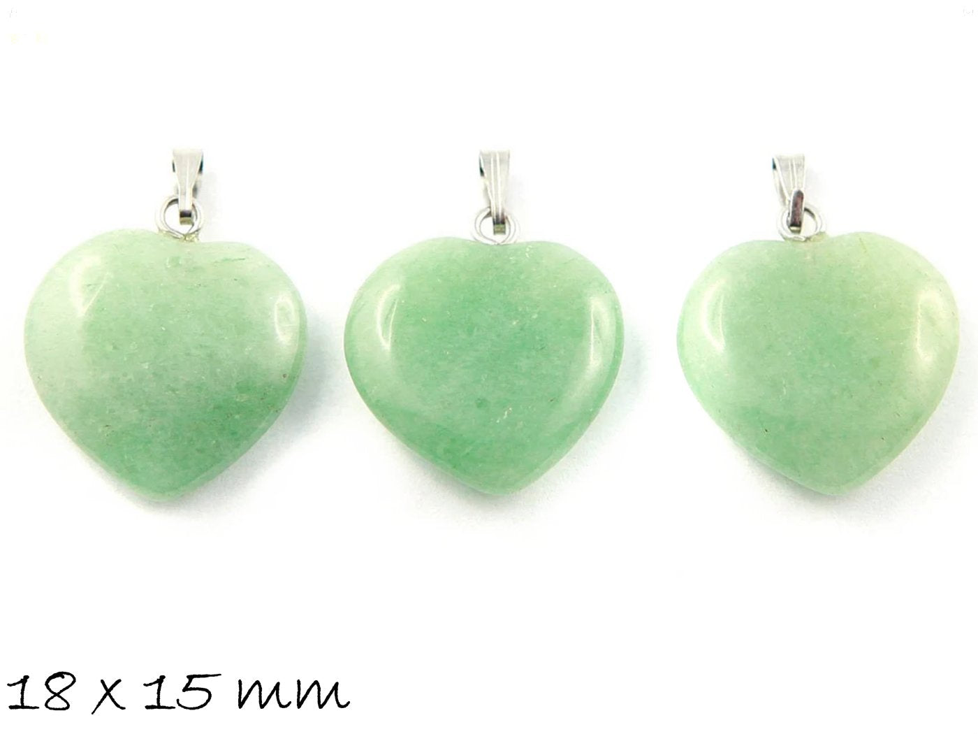 1 Stück Herz Anhänger grüner Aventurin 18 x 16 mm