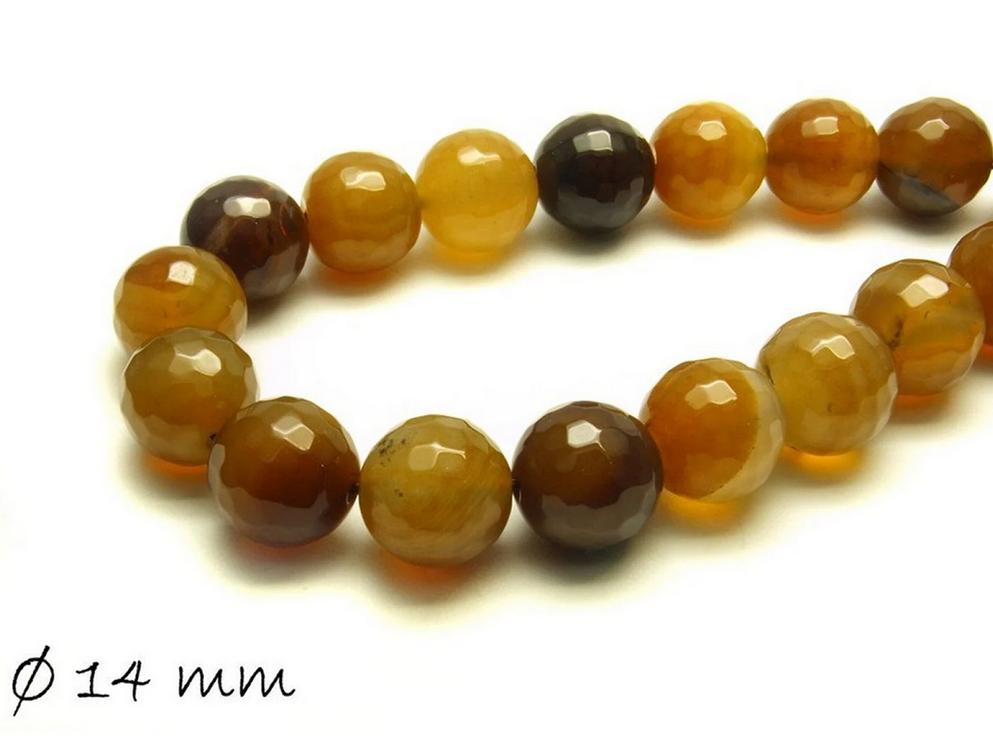 10 Stück facettierte Achatperlen, 14 mm, bunt
