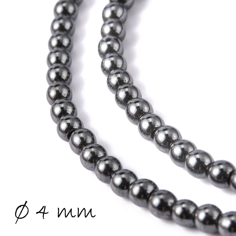 20 Stück Hämatit Perlen, schwarz, gebohrt 4 mm