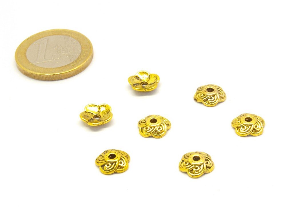 10 Stück Perlenkappe massiv keltisch gold vintage, 10mm