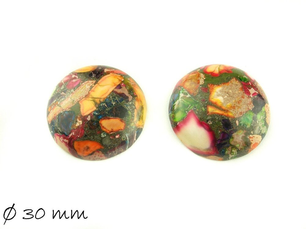 1 Stück Edelstein Cabochon Regalite, 30 mm, bunt 2