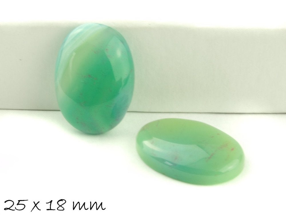 1 Stück Edelstein Cabochons grüner Achat, 25 x 18 mm, grün