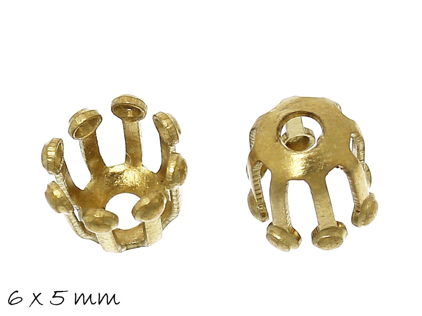 10 Stück Perlenkappen "Krone", gold, Ø 6 mm
