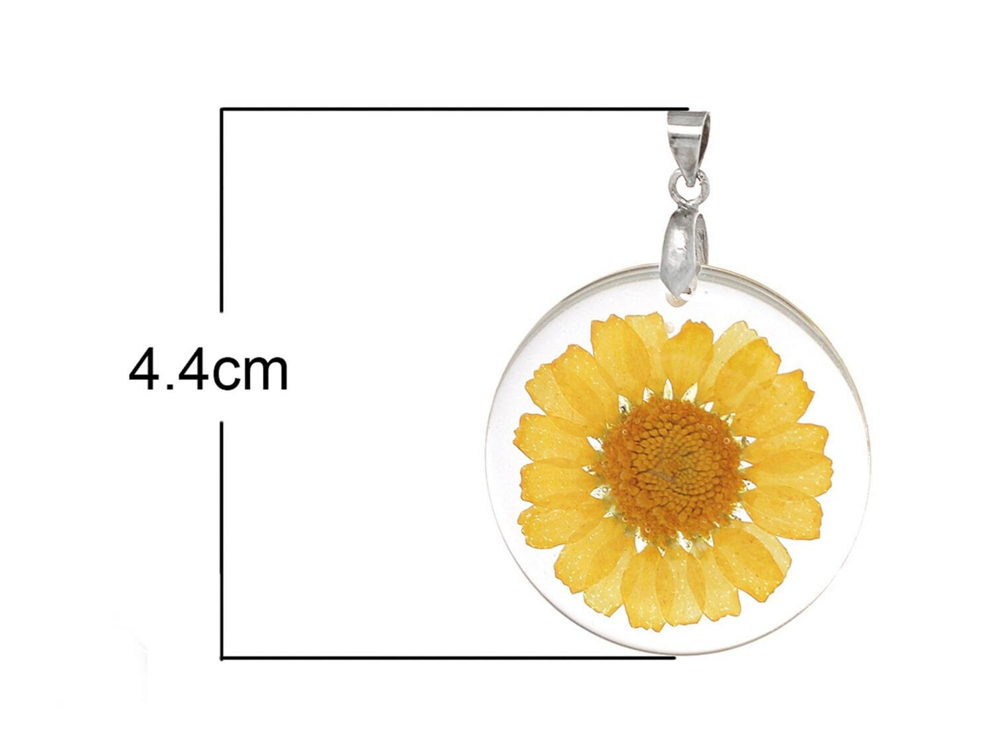 1 Stück Anhänger mit echter gelber Blüte - 44 x 32 mm