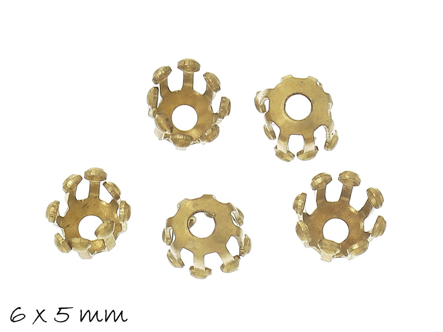 10 Stück Perlenkappen "Krone", gold, Ø 6 mm