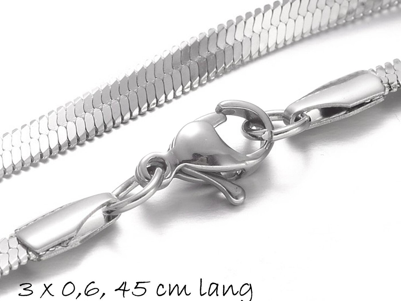 Fertige Schlangenkette Edelstahl, 45 cm lang, 3 x 0,6 mm