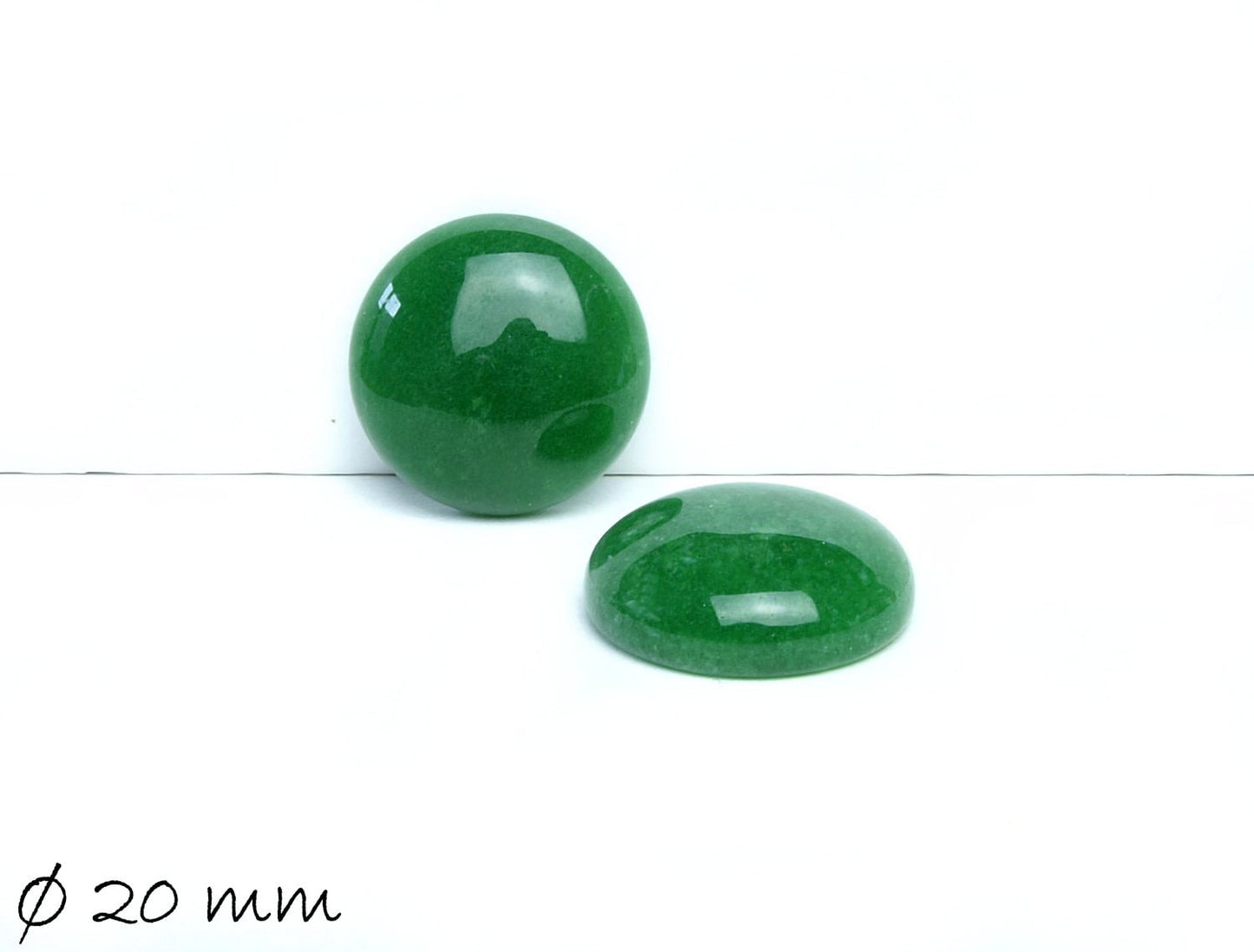 2 Stück Edelstein Cabochons, Jade (grün), Ø 20 mm