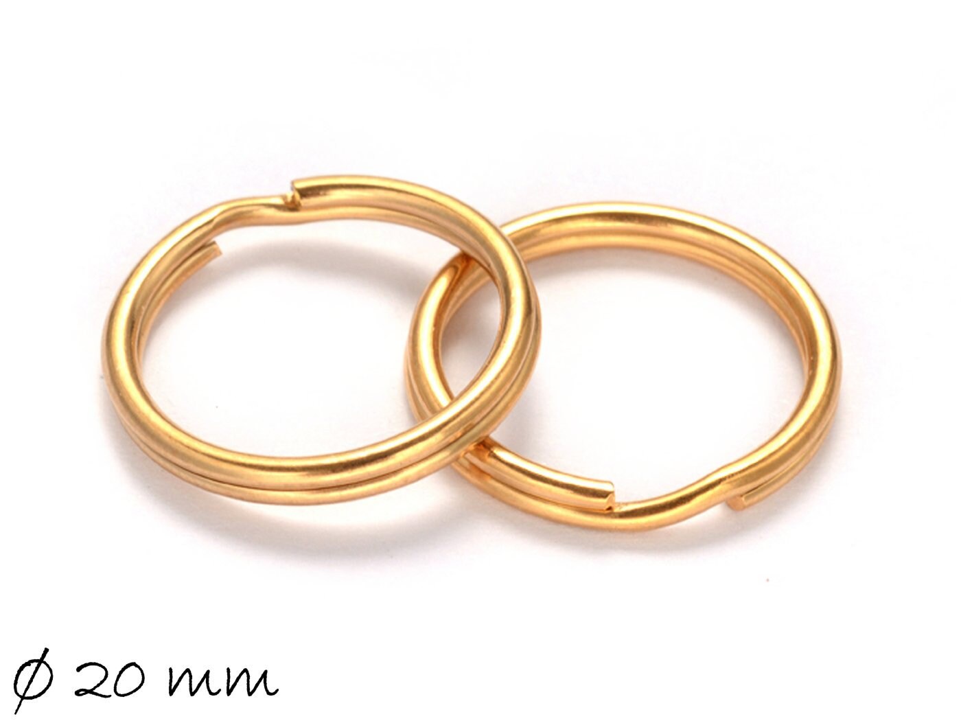 5 Stück Schlüsselband Rohlinge aus Edelstahl in gold Ø 20 mm