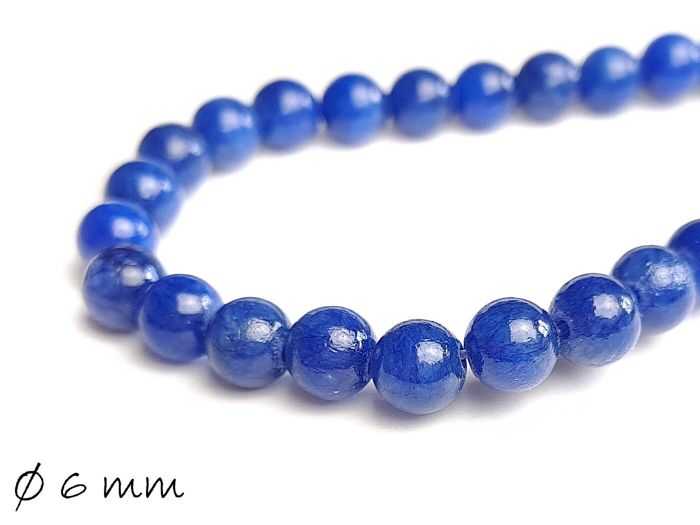 20 Stück Edelstein Mashan Jade Perlen blau, Ø 6 mm
