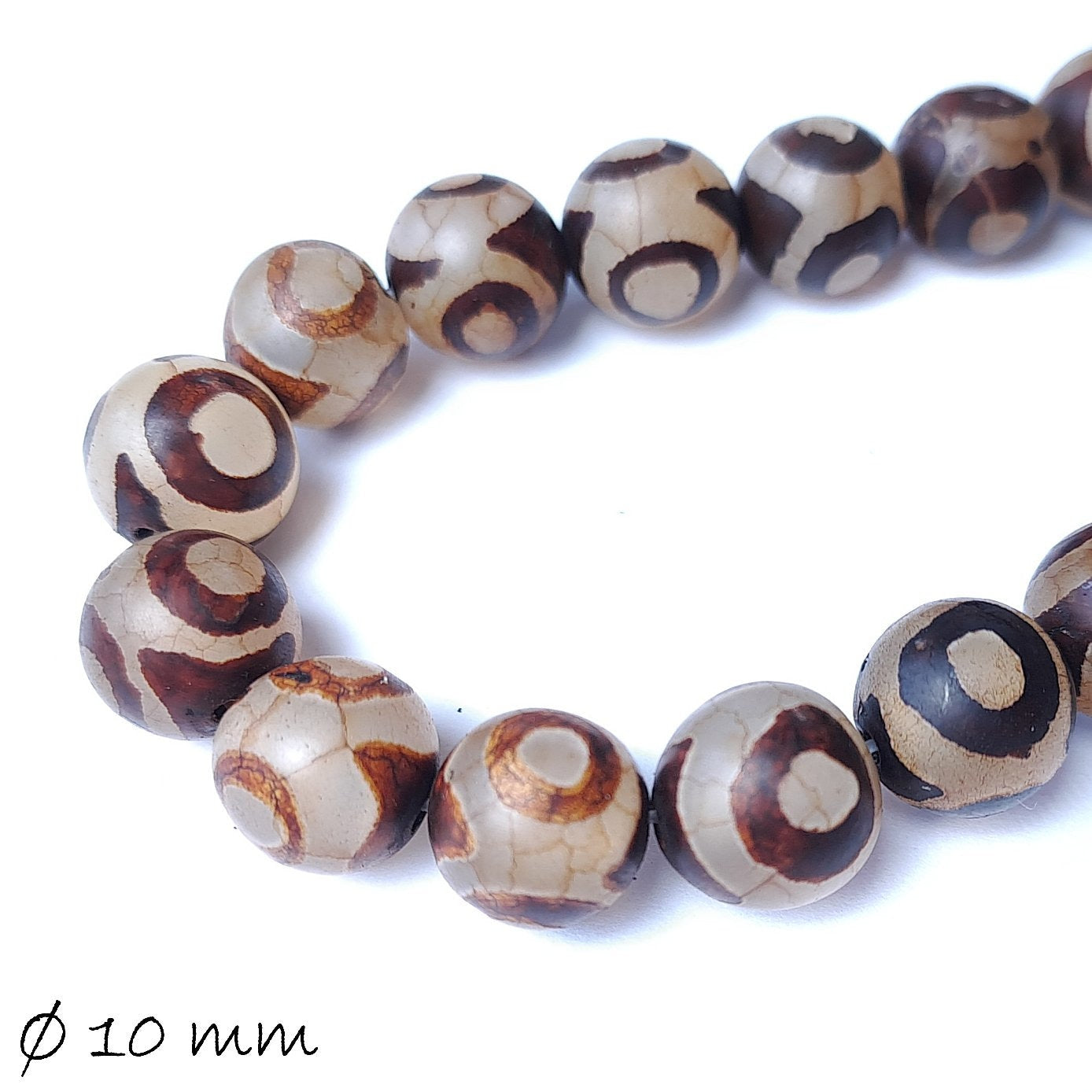 10 Stück Edelstein Perlen, Achat, braun, Ø 10 mm, 3