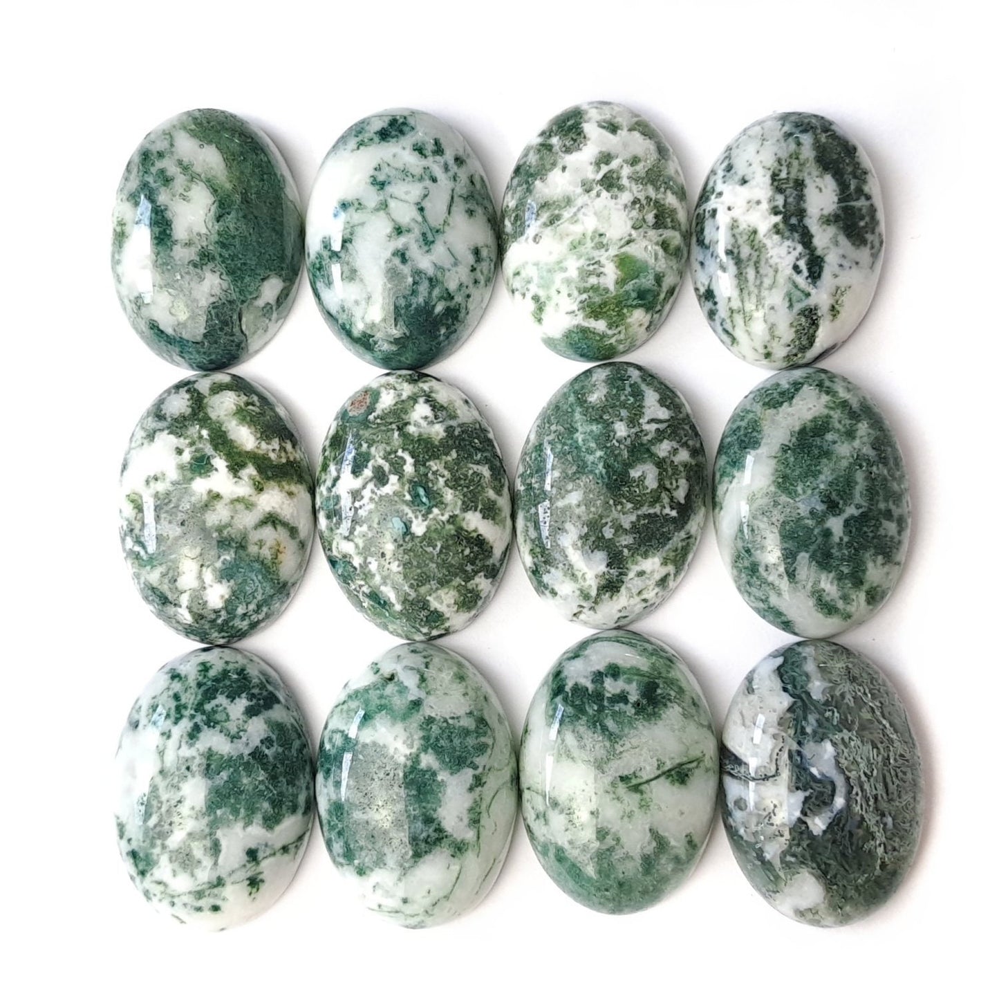 1 Stück Edelstein Cabochon, oval, Baumachat, 25 x 18 mm