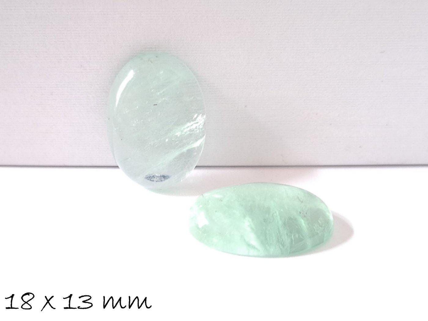 2 Stück Edelstein Cabochons, Regenbogen-Fluorit, grün, 18 x 13 mm