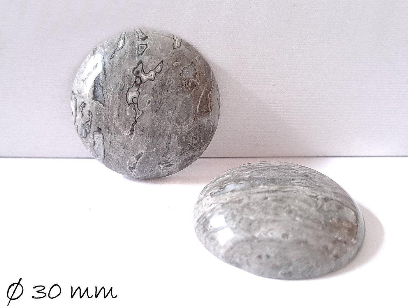 1 Stück runder Edelstein Cabochon, Crazy Achat, Ø 30 mm