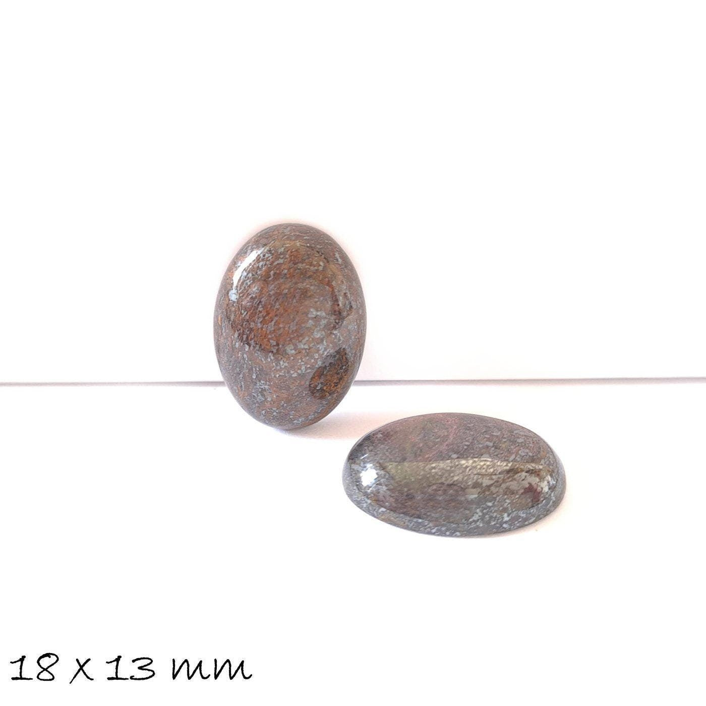 2 Stück Edelstein Cabochons, Bronzit, 18 x 13 mm