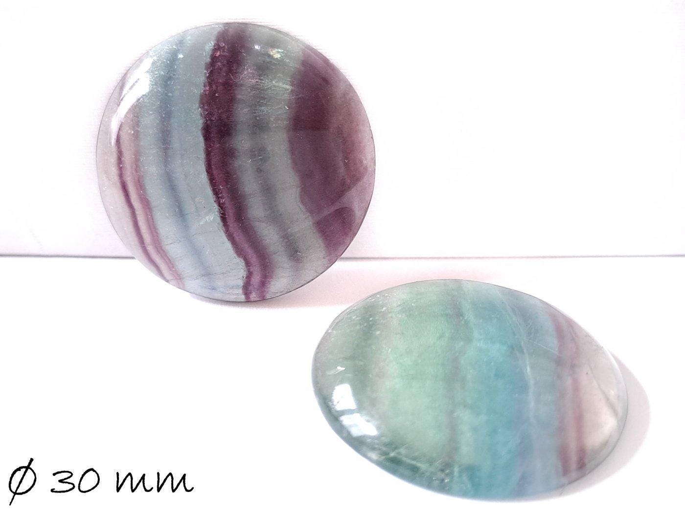 1 Stück Edelstein Cabochon, Regenbogen-Fluorit, Ø 30 mm