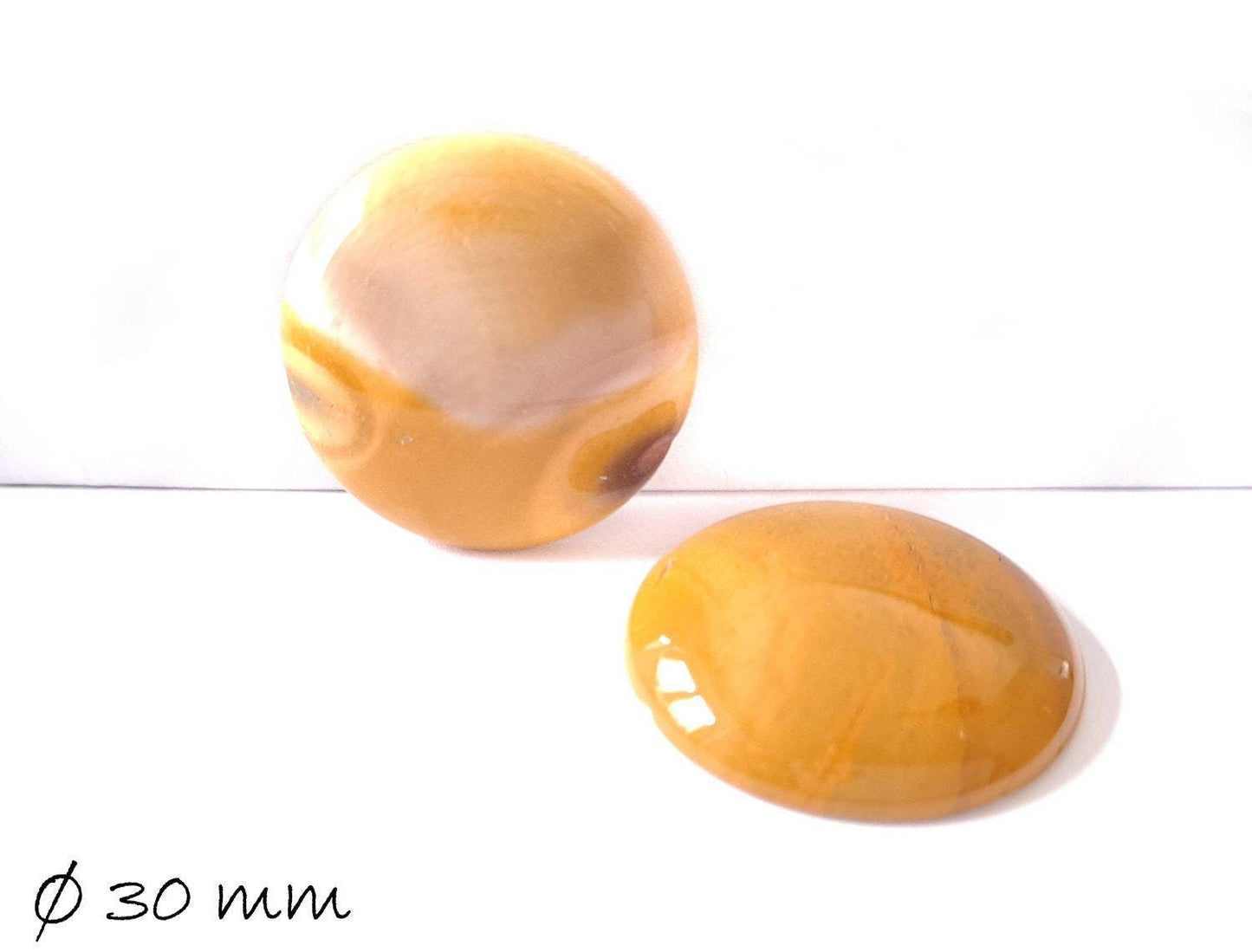 1 Stück Edelstein Cabochon, Mookaite-Jasper, Ø 30 mm