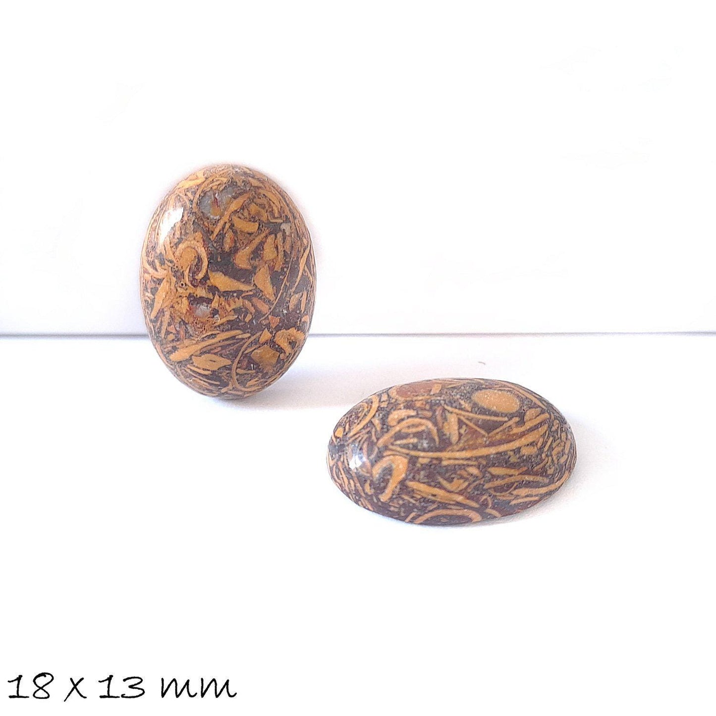 2 Stück Edelstein Cabochons, Elephant Skin Jasper, 18 x 13 mm