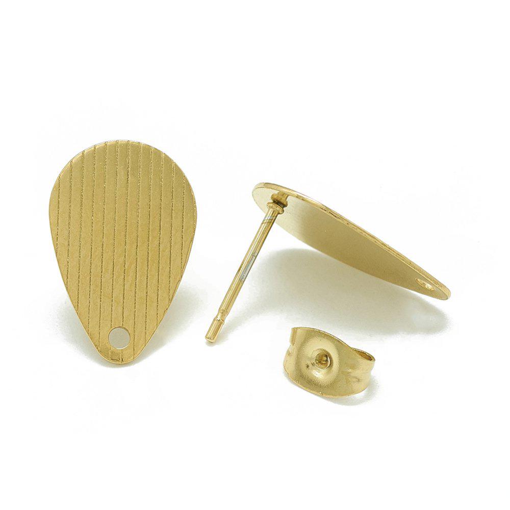 4 Stück Ohrstecker mit Öse aus Edelstahl, gold, Tropfen mit Streifenmuster