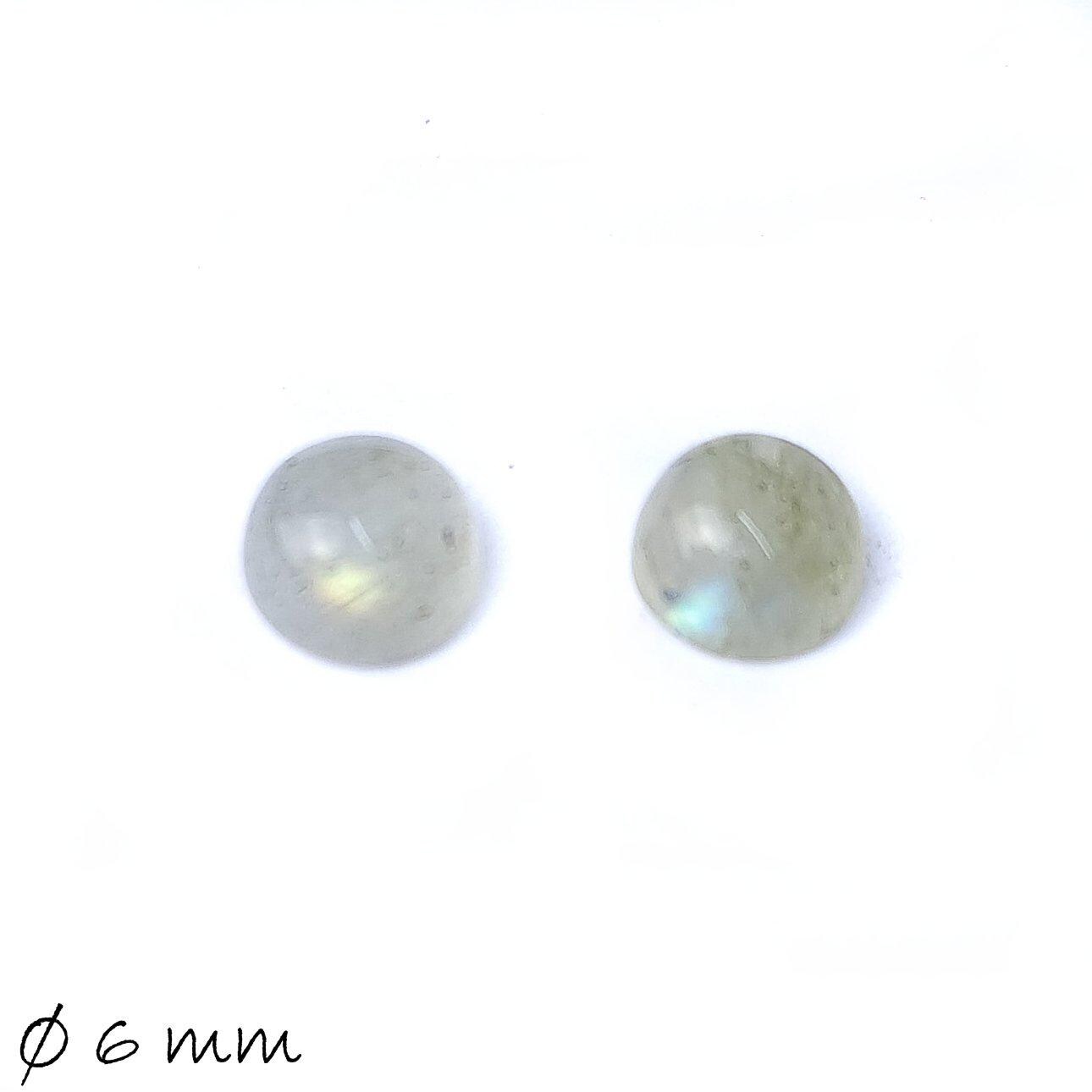 2 Stück Edelstein Cabochons, Labradorit, Ø 6 mm