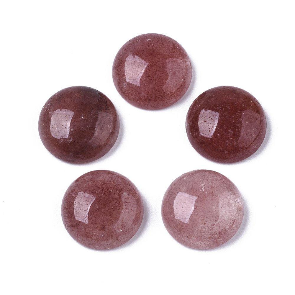2 Stück Edelstein Cabochons, Erdbeerquarz, 18 mm