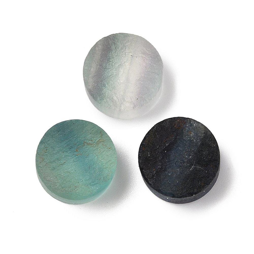 1 Stück Edelstein Cabochons Regenbogen-Fluorit Ø 12 mm, 7-10 mm hoch
