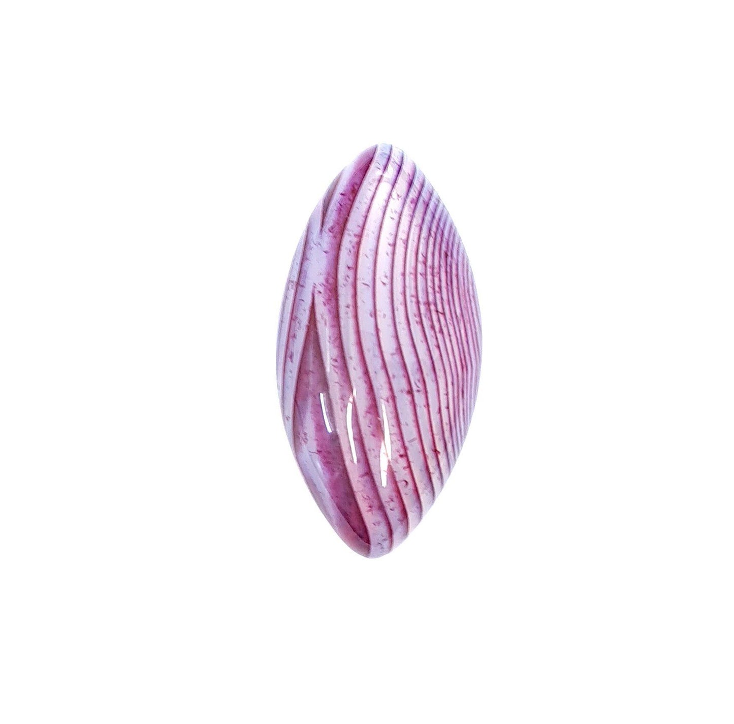1 Stück Edelstein Cabochons, Achat, pink-weiß-grün, Pferdeauge, 39 x 20 mm