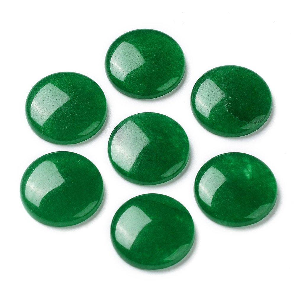 2 Stück Edelstein Cabochons, grüne Jade, 18 mm