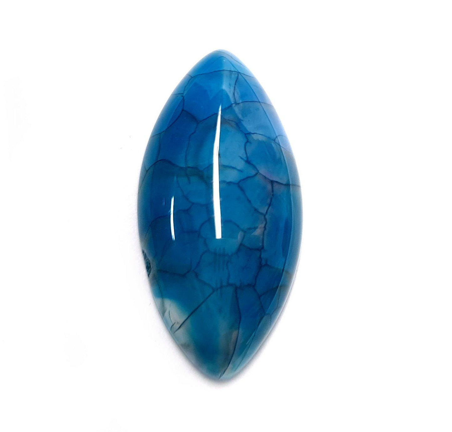 Edelstein Cabochons, Blauer Achat, Drachenauge, Pferdeauge, 39 x 20 mm