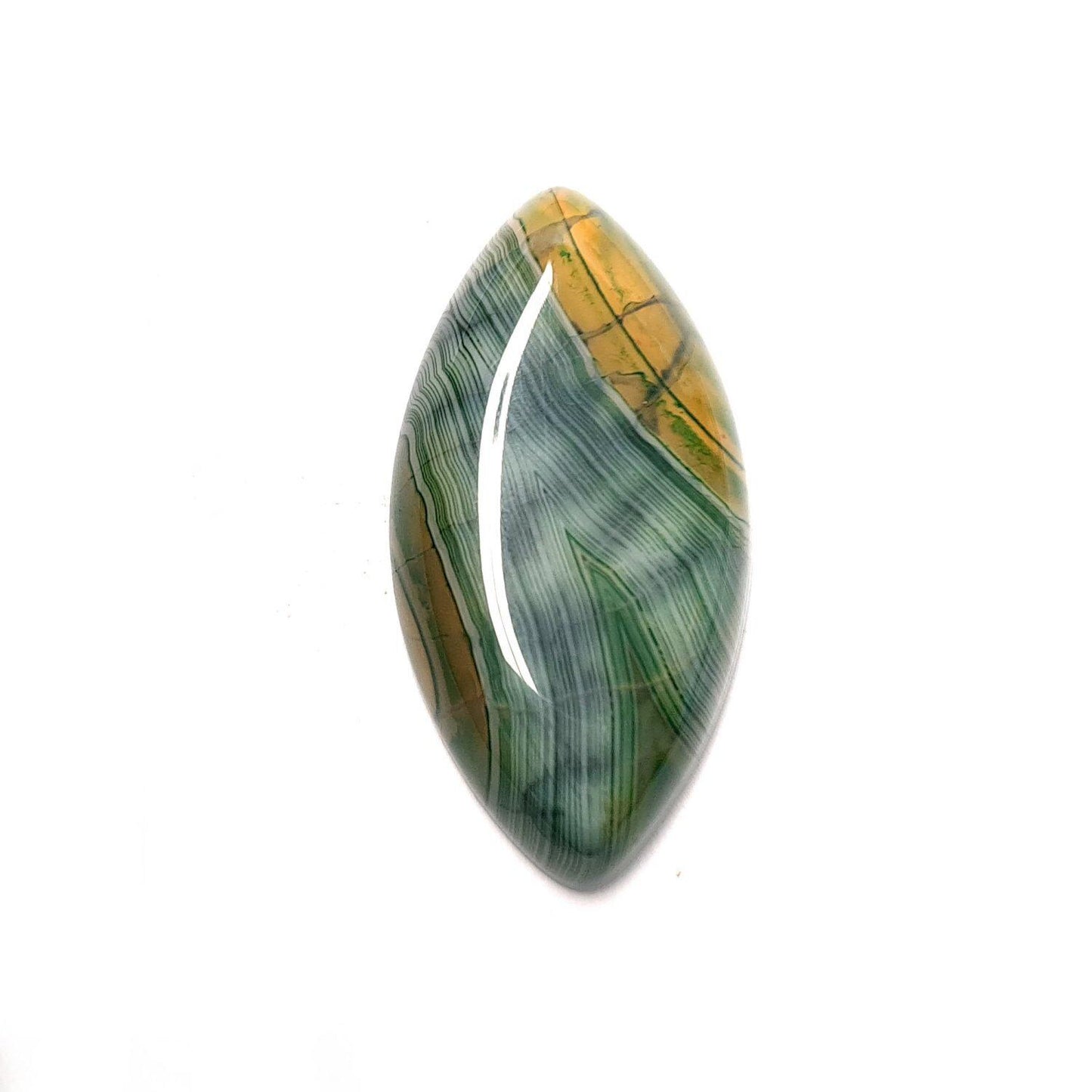 Edelstein Cabochons, grüner Achat, Drachenauge, Pferdeauge, 39 x 20 mm