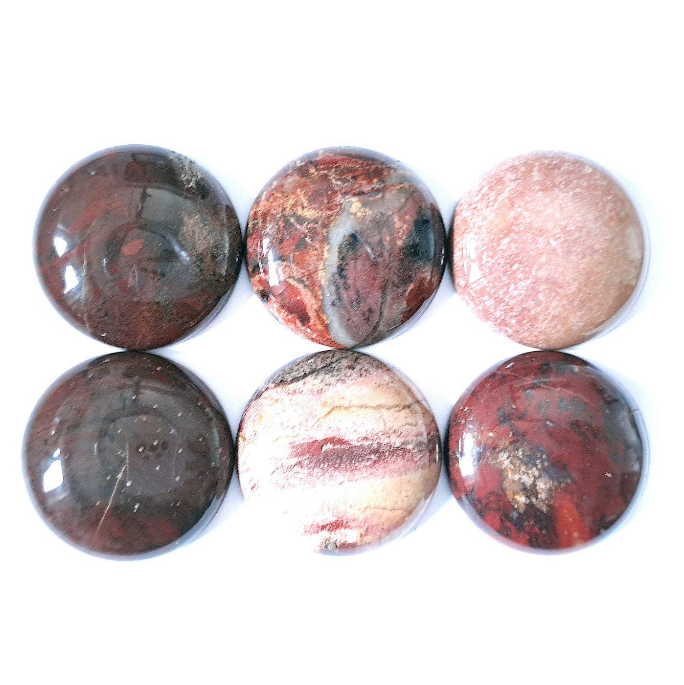 1 Stück Edelstein Cabochon, Jasper (Jaspis), Ø 30 mm Edelstein